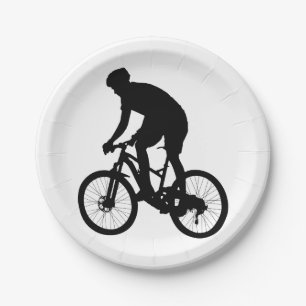 Plato De Papel Silueta de bicicleta de montaña - Elija color de 