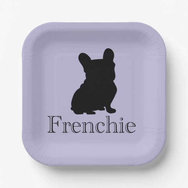 Plato De Papel silueta Frenchie (Anverso)