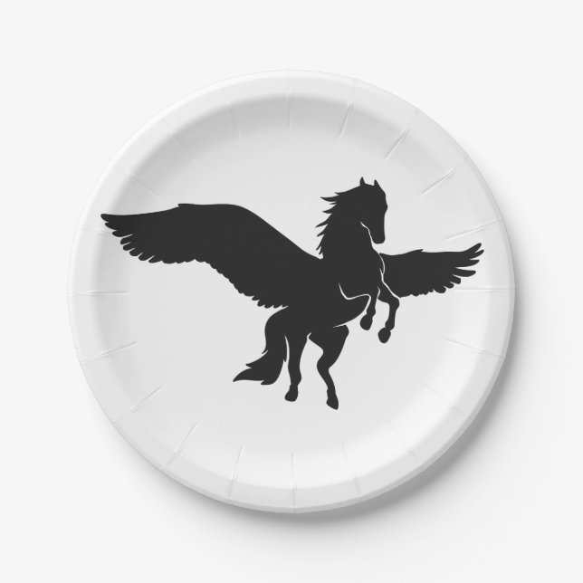 Plato De Papel Silueta pegasus - Elegir color de fondo (Anverso)