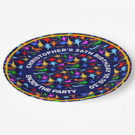 Plato De Papel Siluetas De Aeronaves Militares Patrón En Oscuro