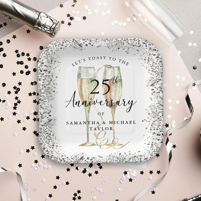 Plato De Papel Silver 25th Wedding Anniversary (Subido por el creador)
