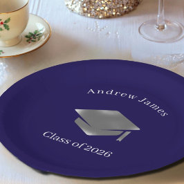Plato De Papel  Silver Graduation Cap -Class of 2026