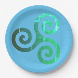 Plato De Papel Símbolo celta de la época de Emerald Triskele