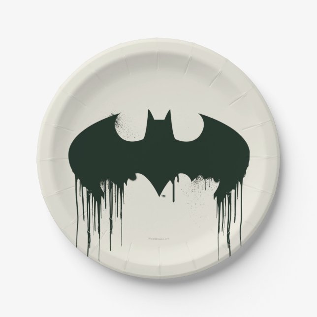 Plato De Papel Símbolo de Batman | Logo de Spraypaint (Anverso)