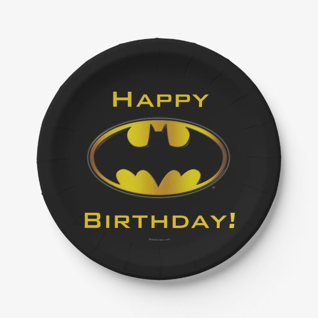 Plato De Papel Símbolo de Batman | Logotipo de degradado ovalado (Anverso)