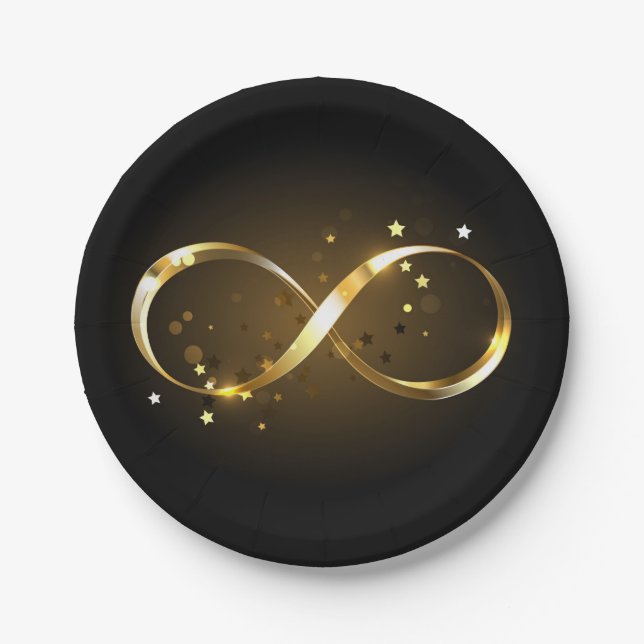Plato De Papel Símbolo de infinito dorado (Anverso)