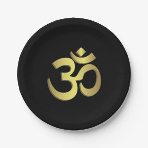 Plato De Papel Símbolo de la yoga de OM (Aum) Namaste