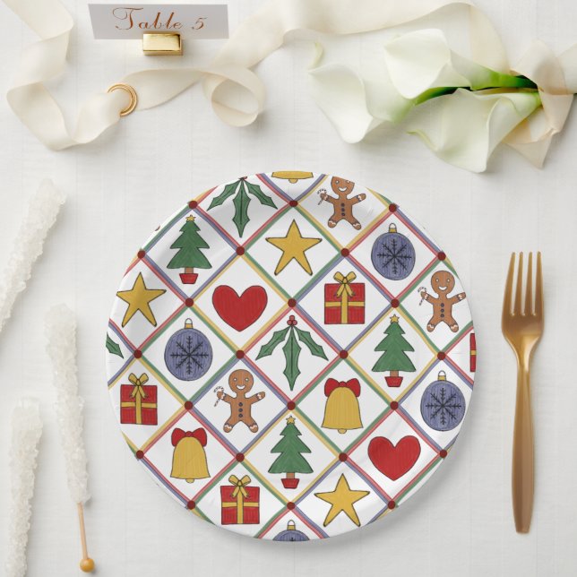 Plato De Papel Símbolo de Navidades festivos Fiesta verde rojo (Boda)