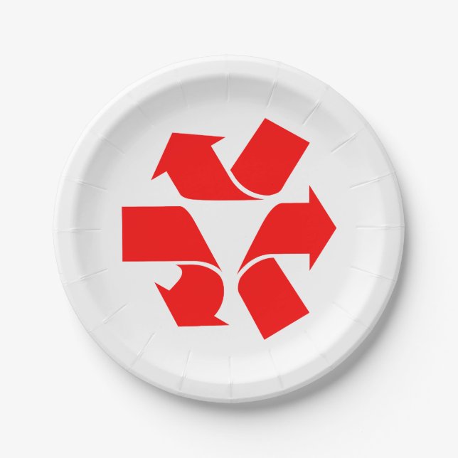 Plato De Papel Símbolo de no reciclar (Anverso)
