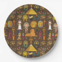 Plato De Papel Símbolo de patrón jeroglífico egipcio antiguo