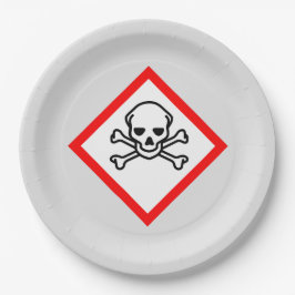 Plato De Papel Símbolo de peligro cráneo y cruz