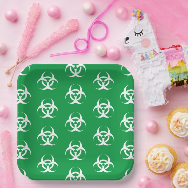 Plato De Papel Símbolo de riesgo biológico (Fiesta)