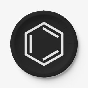 PLATO DE PAPEL SÍMBOLO DEL ANILLO DE BENZENE