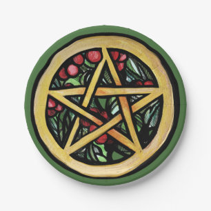 Plato De Papel Símbolo del solsticio de invierno Yule Pentacle Pa