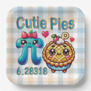 Plato De Papel Símbolo divertido "Cutie Pies" Cute Pi y Pie Pun