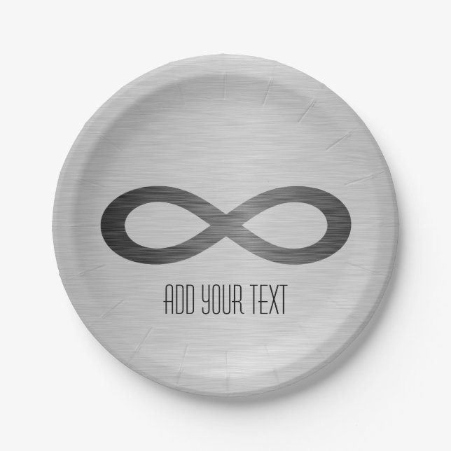 Plato De Papel Símbolo infinito sobre textura falsa Metalizado de (Anverso)