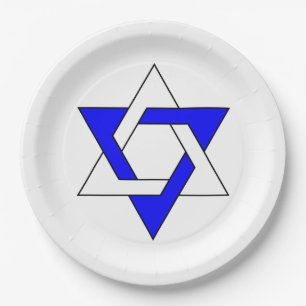 Plato De Papel Símbolo original de la estrella de David Dos color