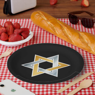 Plato De Papel Símbolo original de plata dorada Estrella de David