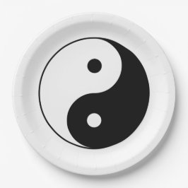 Plato De Papel Símbolo Yin y Yang (taoísta chino Taijitu)