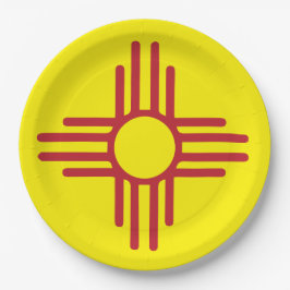 Plato De Papel Símbolo zia Fiesta de Fiesta rojo y amarillo