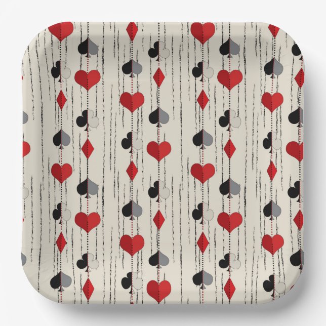 Plato De Papel Símbolos de Cartas de Póquer (Anverso)