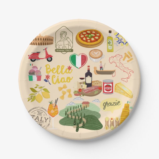 Plato De Papel Símbolos de Italia (Anverso)