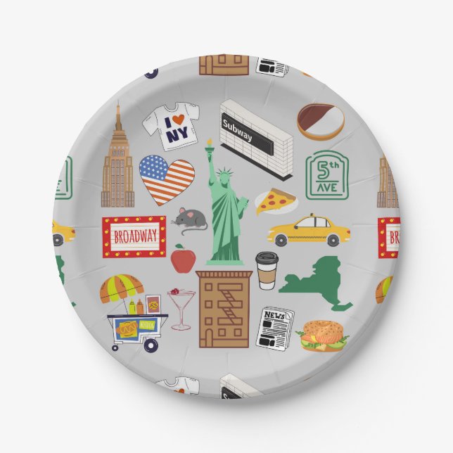 Plato De Papel Símbolos de Nueva York (Anverso)