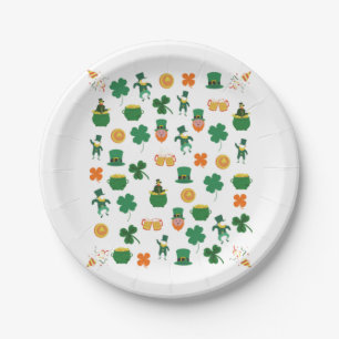 Plato De Papel Símbolos de patrones irlandeses afortunados, día d