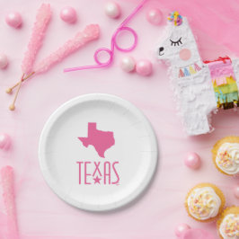 Plato De Papel Símbolos de Texas, estado de Texas, rosa