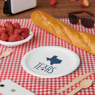 Plato De Papel Símbolos de Texas, Texas, azul marino