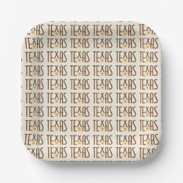 Plato De Papel Símbolos de Texas, Texas y Star Brown