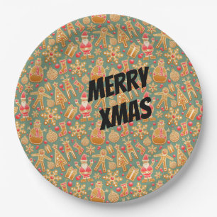 Plato De Papel Símbolos navideños felices