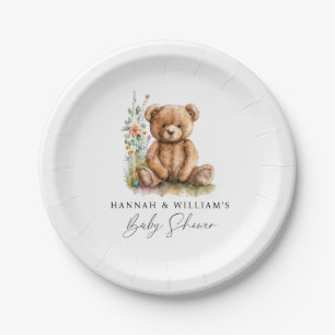 Plato De Papel Simple acuarela Pequeño Teddy Bear Baby Shower