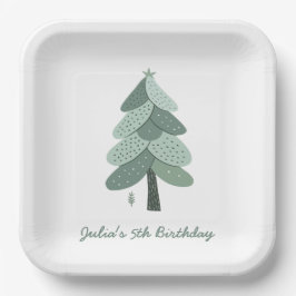 Plato De Papel Simple árbol de Navidad Cumpleaños