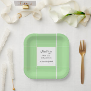 Plato De Papel Simple Boda de Novias Verdes y Blancas Gracias