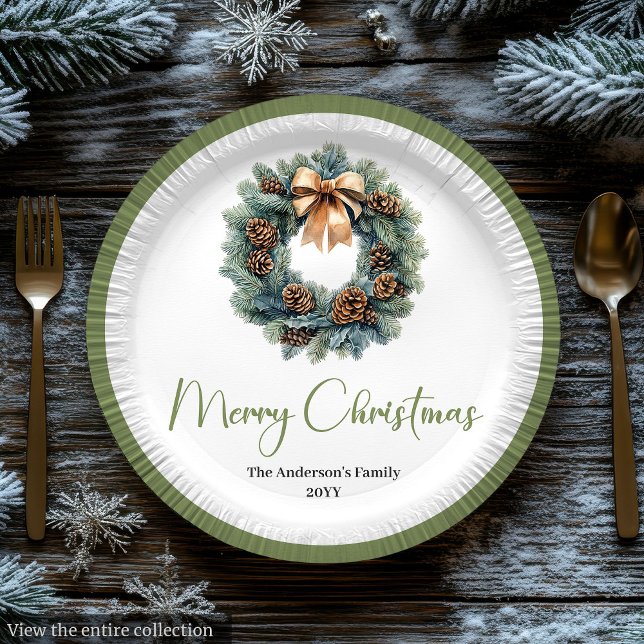 Plato De Papel Simple Bohemian Christmas Wreath in Trendy Plate (Simple Bohemian Christmas Wreath in Trendy Plate

)