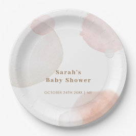 Plato De Papel Simple Boho Watercolor Resumen Baby Shower