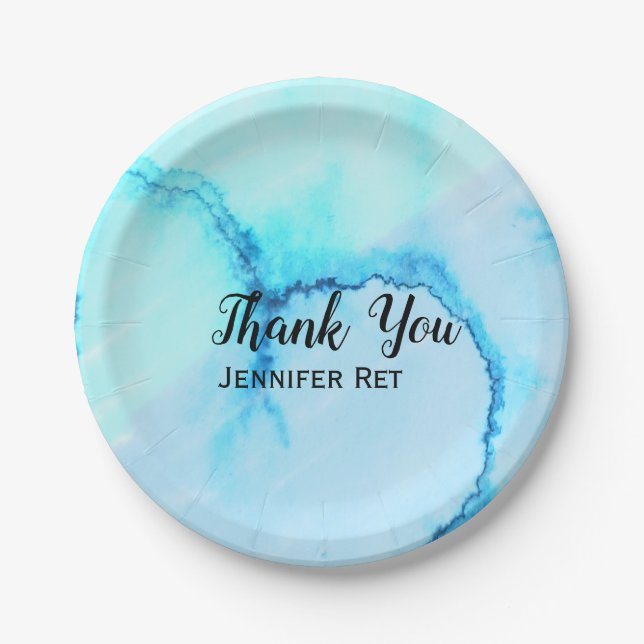 Plato De Papel simple caligrafía negra mínima gracias agregar nom (Anverso)