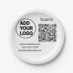 Plato De Papel Simple código qr minimalista agregar logo escanear