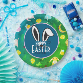 Plato De Papel simple conejito de Pascua linda familia elegante