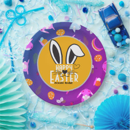 Plato De Papel simple conejito de Pascua linda familia elegante