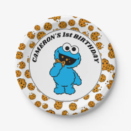 Plato De Papel Simple Cookie Monster 1st Birthday