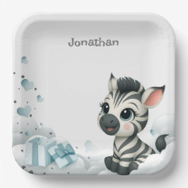 Plato De Papel Simple cute little cartoon zebra