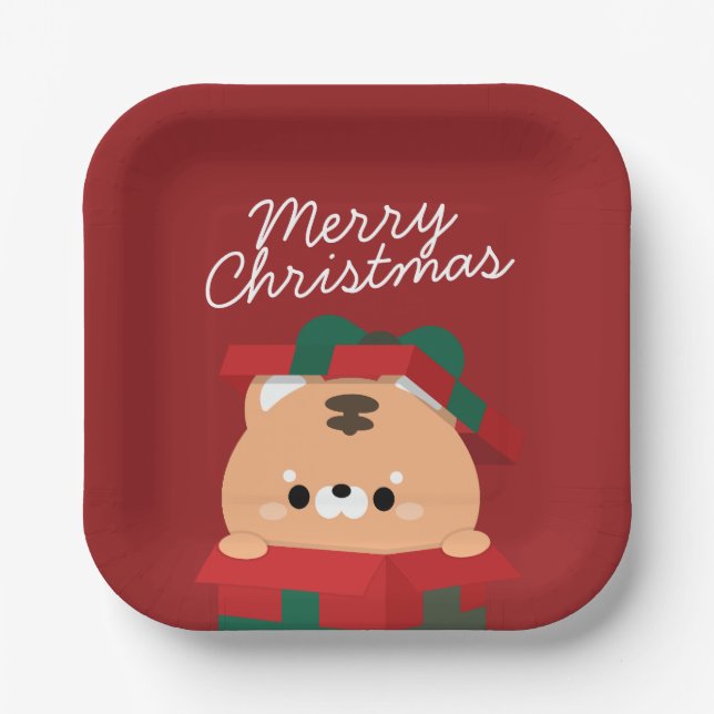 Plato De Papel Simple Diversión pura Feliz Navidad (Anverso)