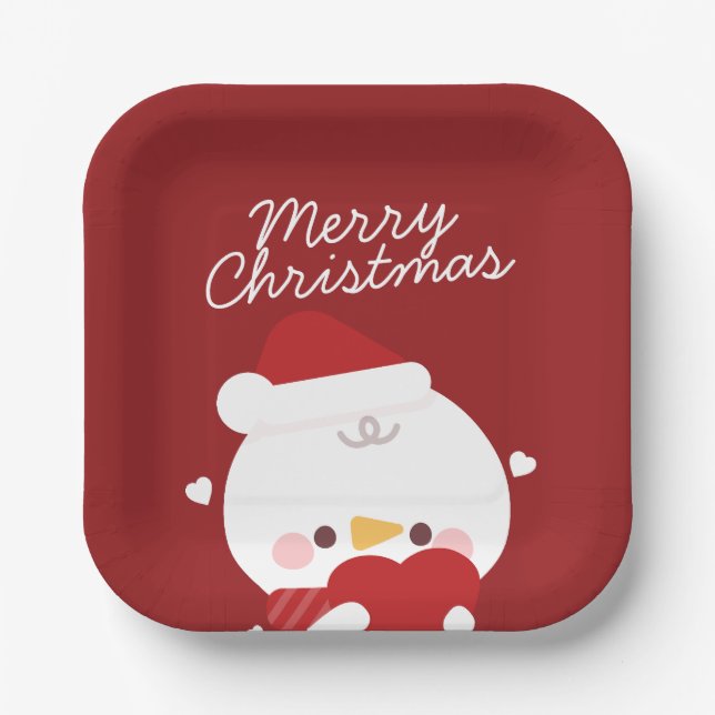 Plato De Papel Simple Diversión pura Feliz Navidad (Anverso)