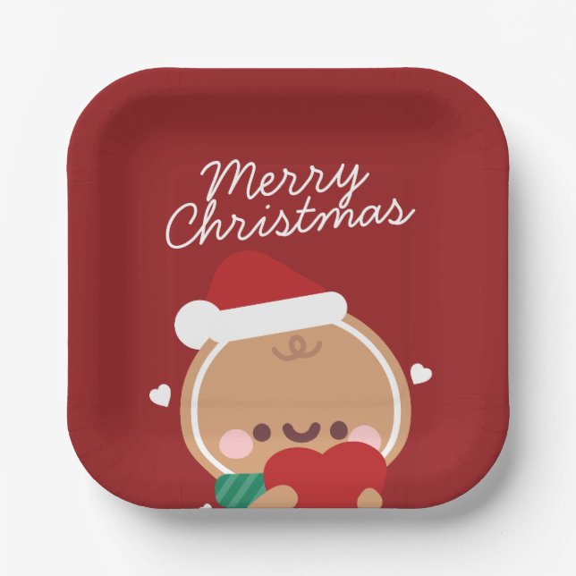 Plato De Papel Simple Diversión pura Feliz Navidad (Anverso)