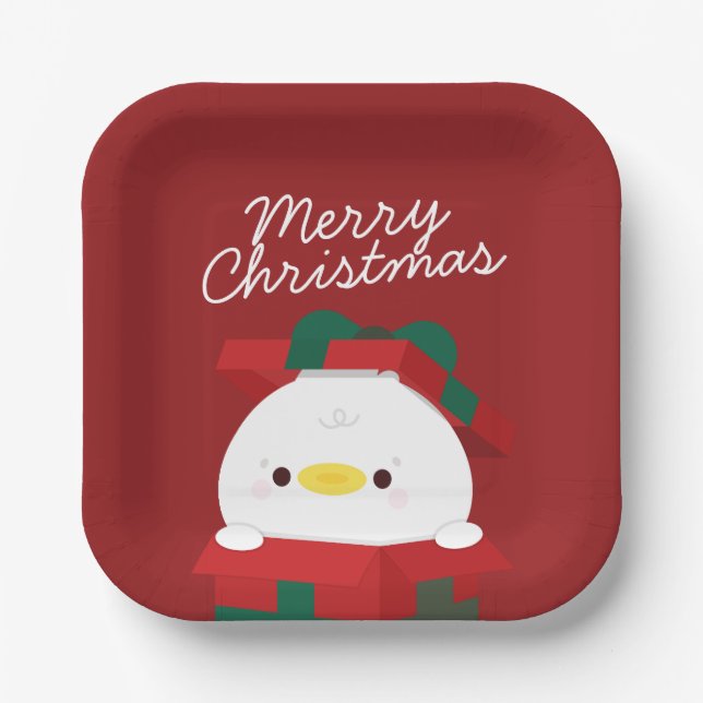 Plato De Papel Simple Diversión pura Feliz Navidad (Anverso)
