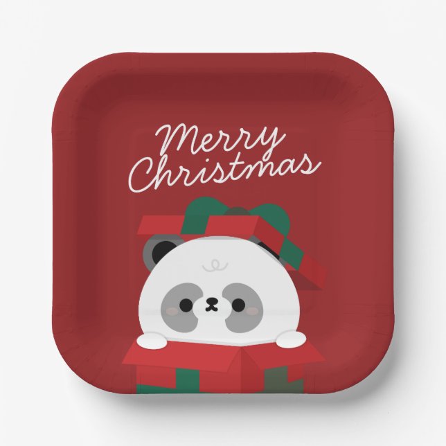 Plato De Papel Simple Diversión pura Feliz Navidad (Anverso)