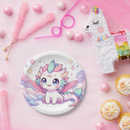 Plato De Papel Simple Dragón mítico Baby Shower