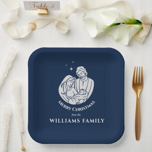 Plato De Papel Simple elegancia Natividad Niño Jesús Feliz Navida (Boda)
